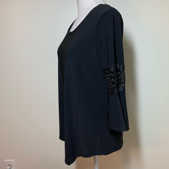 New Directions Black Blouse  with Bell Sleeves  Small - Picture 2 of 5